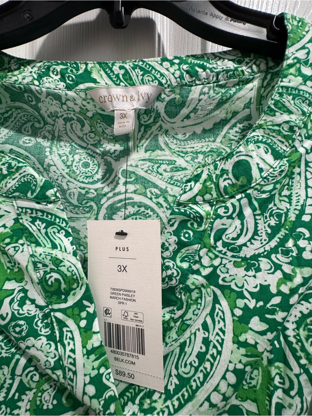 crown & ivy Green and White Paisley Mini Dress - Picture 2 of 2